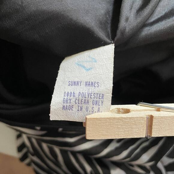 Vintage 90s Dress Size 10 Black Silver Zebra Animal Print Going Out Party Y2K - Picture 10 of 13